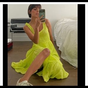 Urban Outfitters Odessa MIDI Smocked Dress Green Sz. small